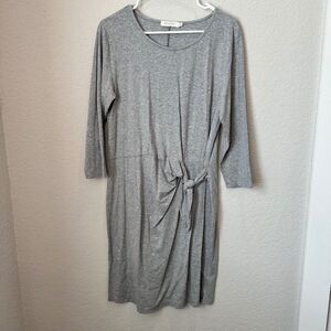 Mododoc Grey Tie Waist Cotton Blend Comfy Dress - Size L - EUC